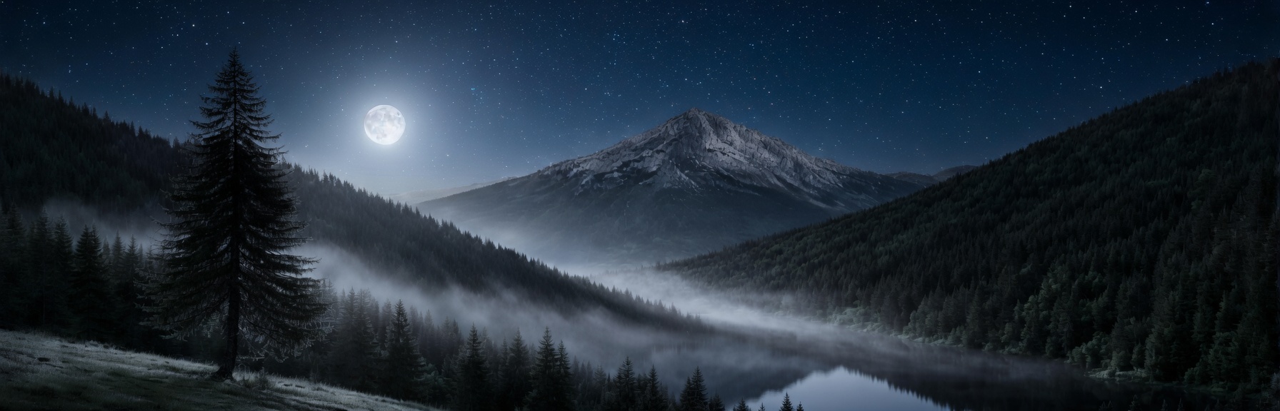 Assistant — moonlit mountains
