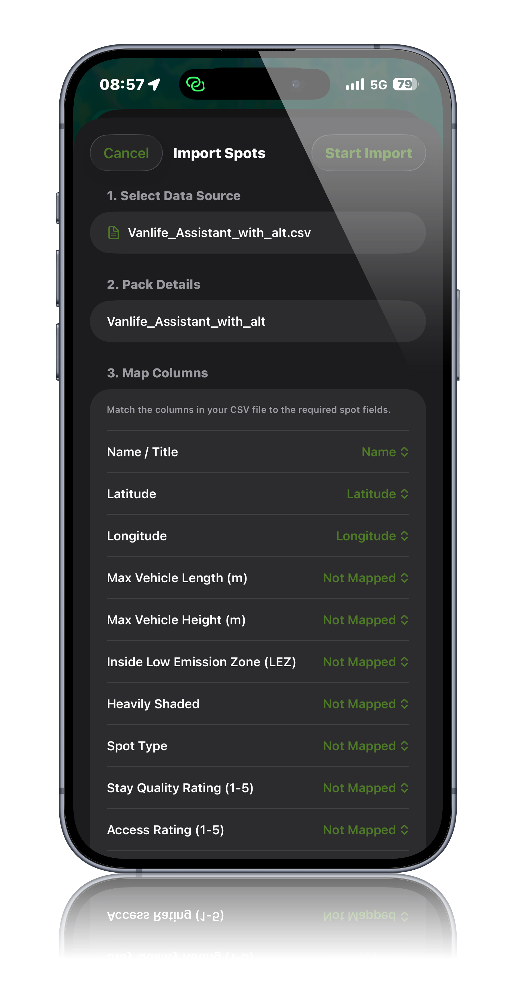 Spot pack manager screen