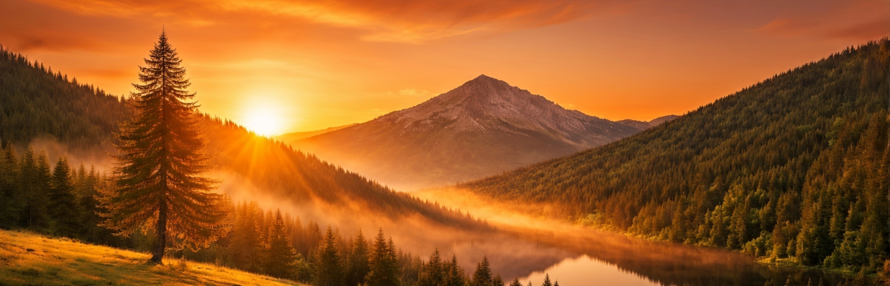 Golden sunset over the mountains